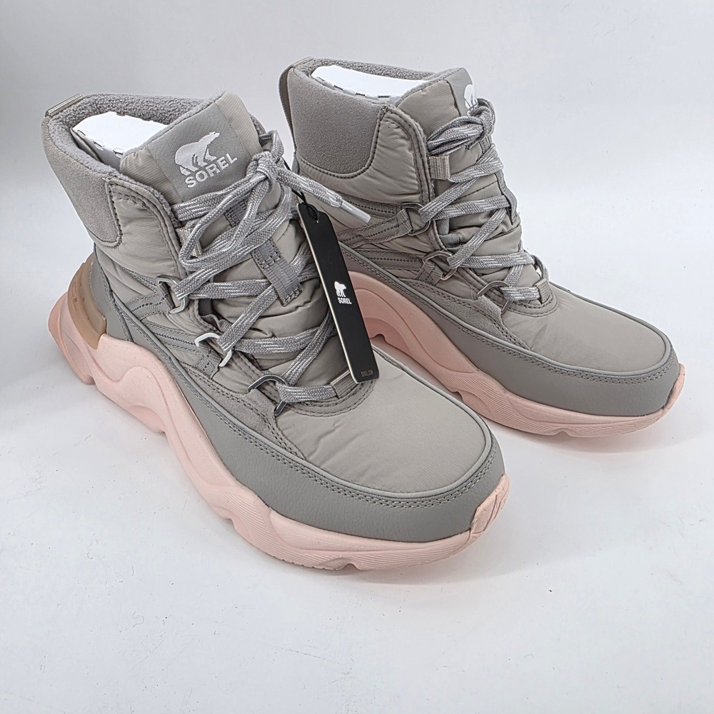 Sorel Womens 9 KINETIC RNEGD SOPRT Insulated Waterproof Boot in Gray-$140